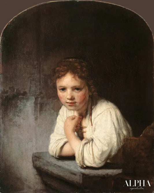 Jeune fille à la fenêtre - Rembrandt van Rijn - Reproductions de tableaux et peintures haut de gamme