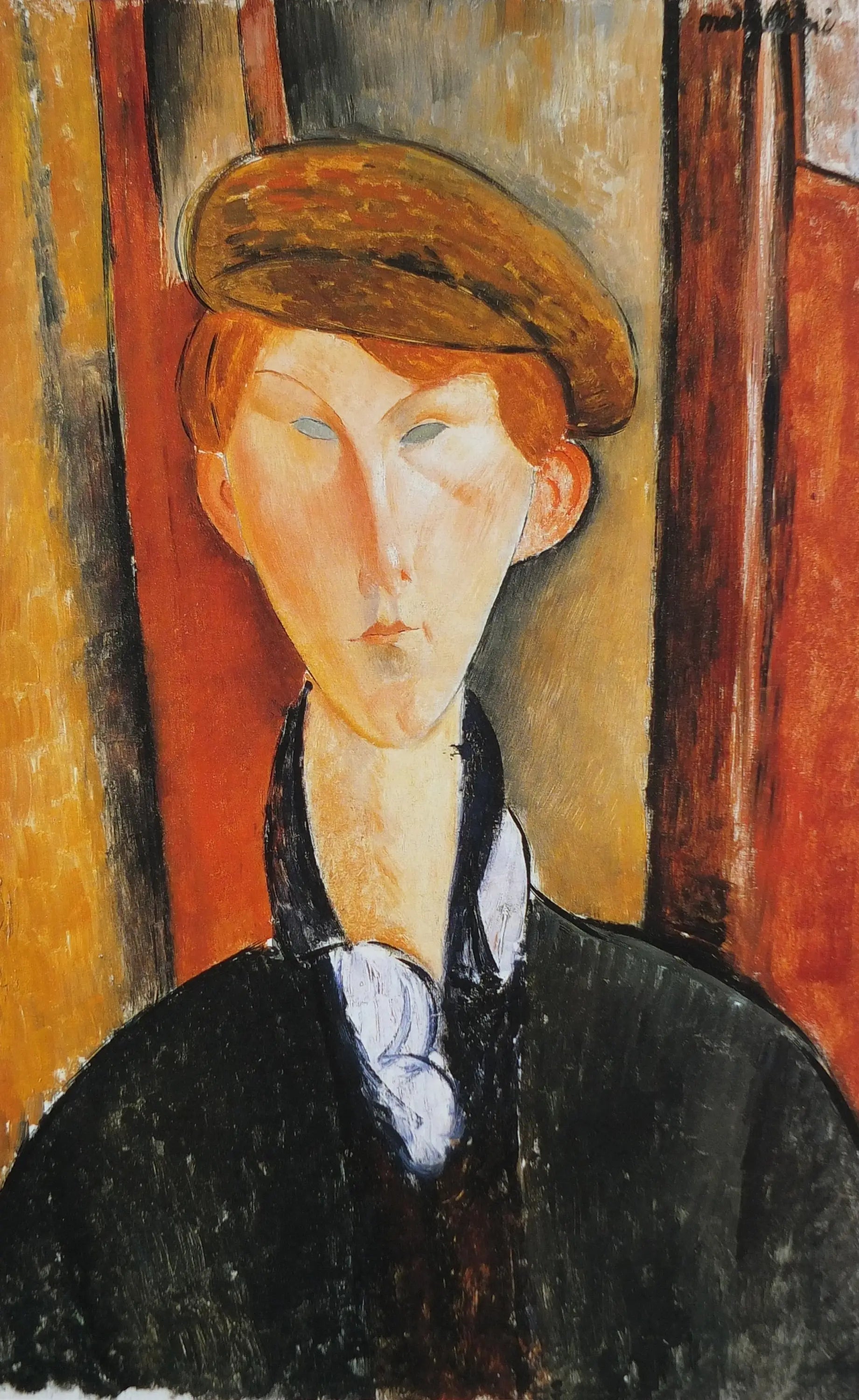 Reproduction du tableau « Jeune homme à la casquette - Amedeo Modigliani » par Alpha Reproduction en peinture à l’huile