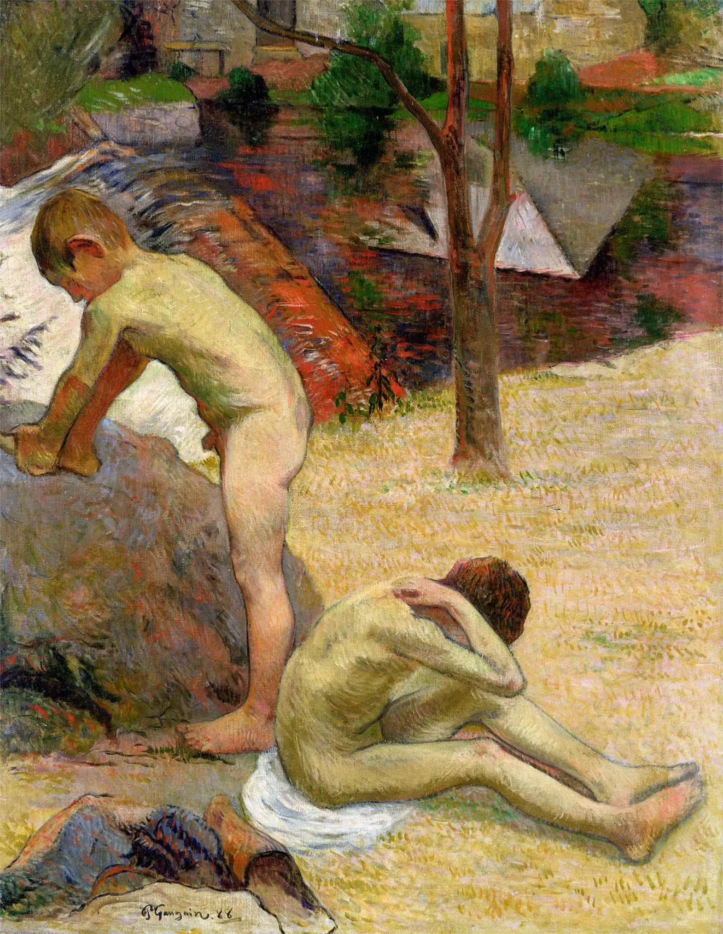 Reproduction du tableau « Jeunes baigneurs bretons - Paul Gauguin » par Alpha Reproduction en peinture à l’huile