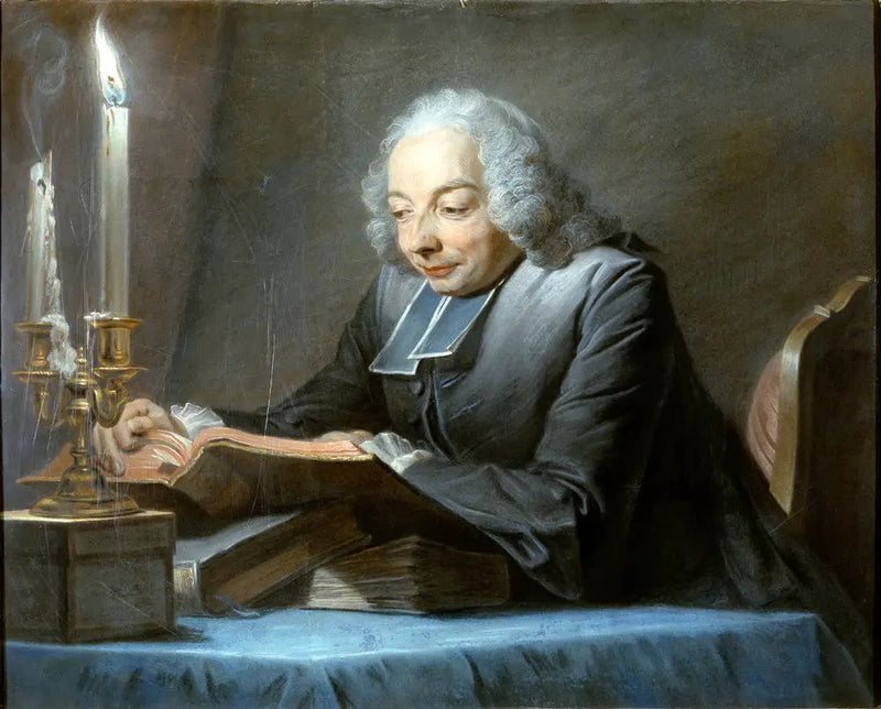 अभे जीन-जैक ह्यूबर पढ़ रहे हैं (1699 –1747) - मौरिस-क्वेंटिन डी ला टूर