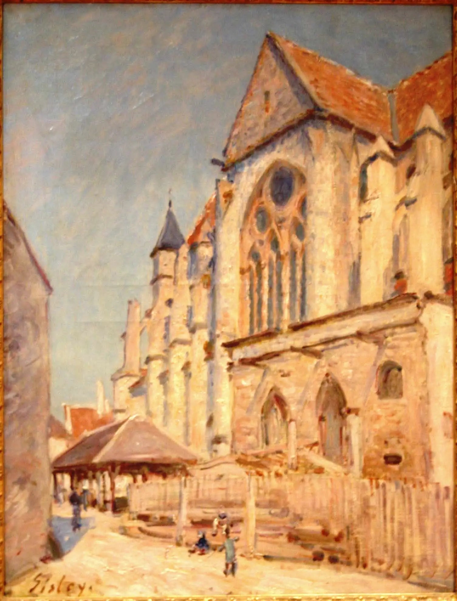 L'Église de Moret et le vieux marché - Alfred Sisley image 1 copie de tableau peinte à la main