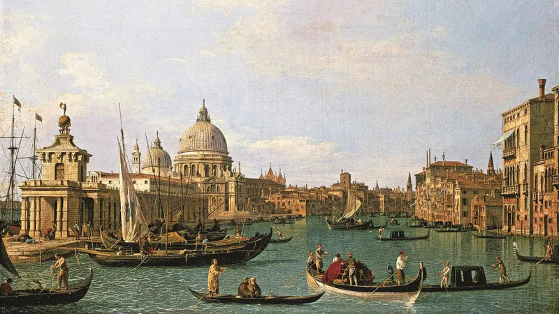 कैनाल ग्रांडे का प्रवेश द्वार Punta della Dogana और Santa Maria della Salute - Canaletto