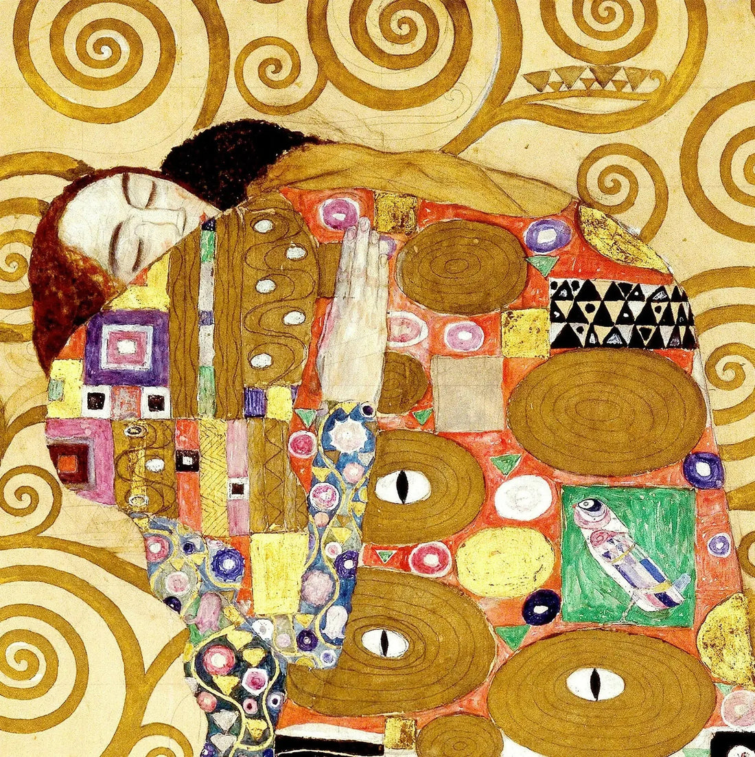 🤝 आलिंगन (जीवन वृक्ष का विवरण) – गुस्ताव क्लिम्ट (लगभग 1905-1909)