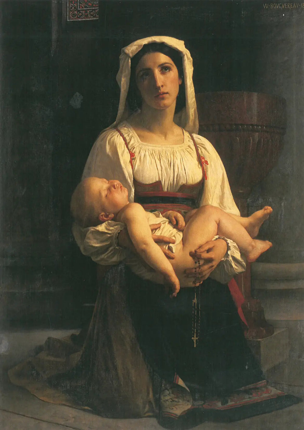 L'invocation à la Vierge - Bouguereau image 1 copie de tableau peinte à la main