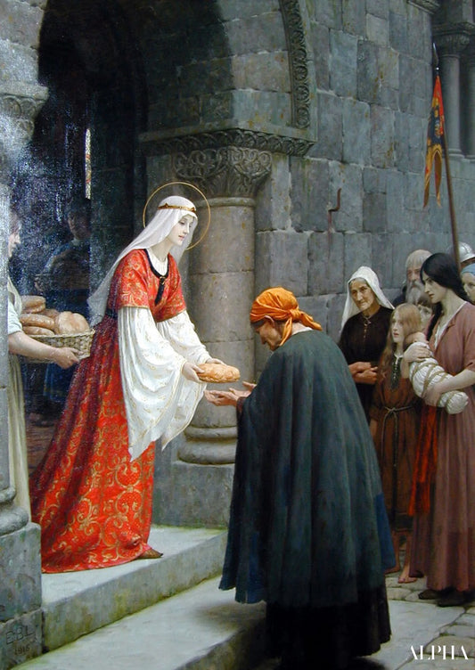 La Charité de Sainte Élisabeth de Hongrie - Edmund Leighton - Reproductions de tableaux et peintures haut de gamme