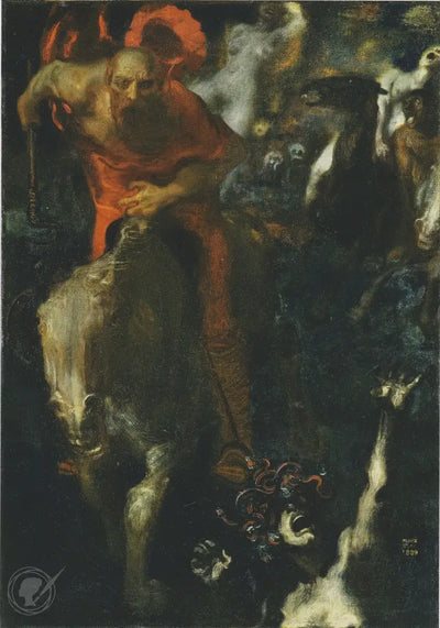 Reproduction du tableau « La Chasse Sauvage - Franz von Stuck » par Alpha Reproduction en peinture à l’huile