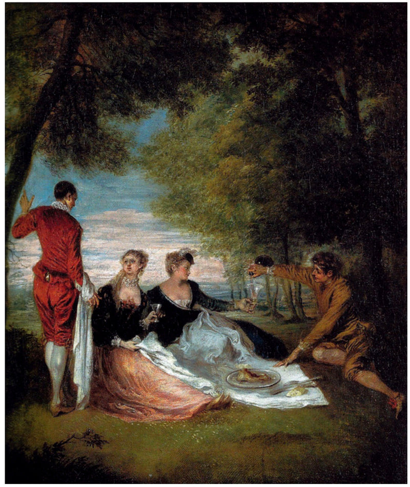 घास पर संग्रहीत - Antoine Watteau