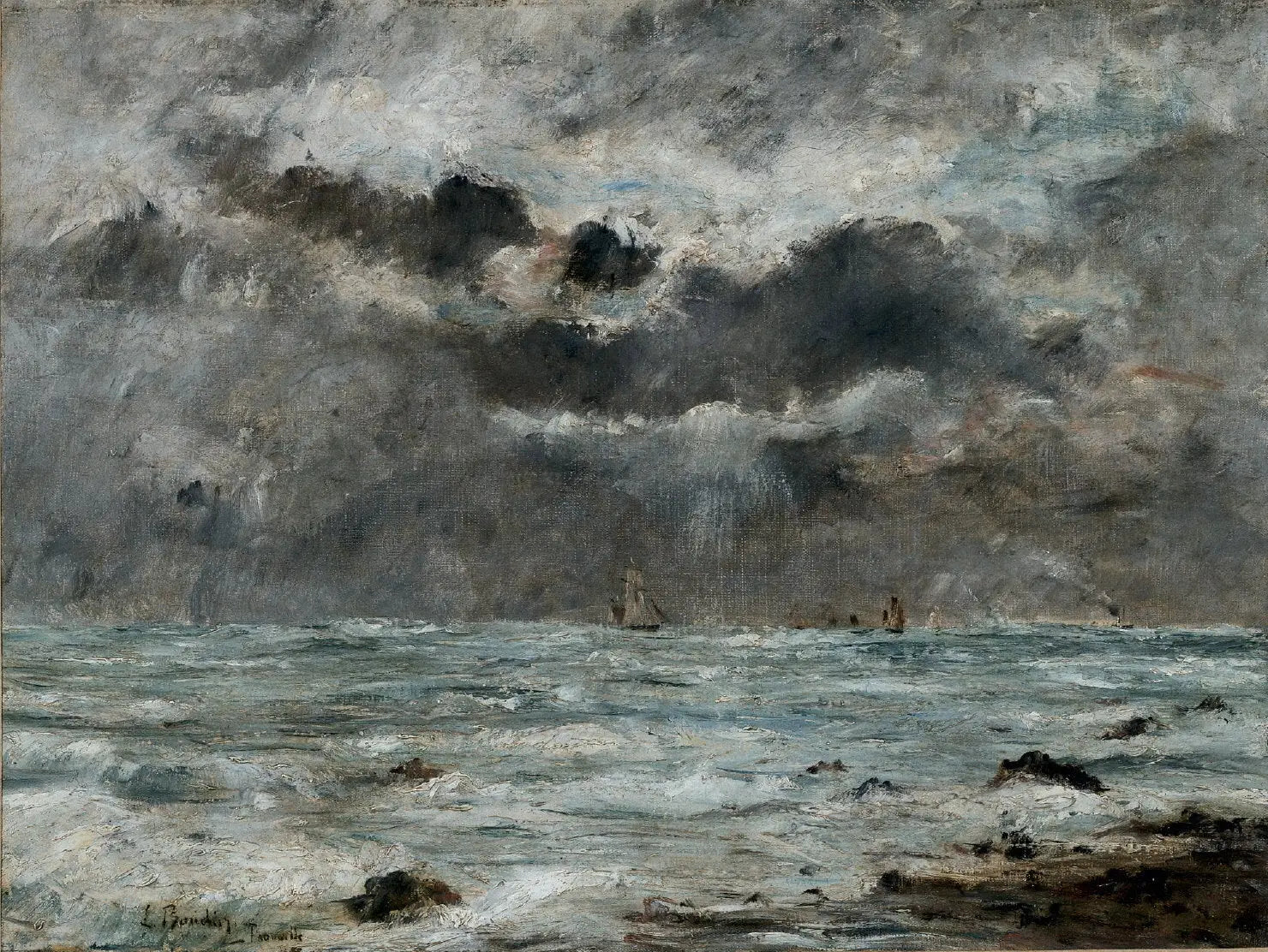 La côte à Trouville - Eugène Boudin image 1 copie de tableau peinte à la main