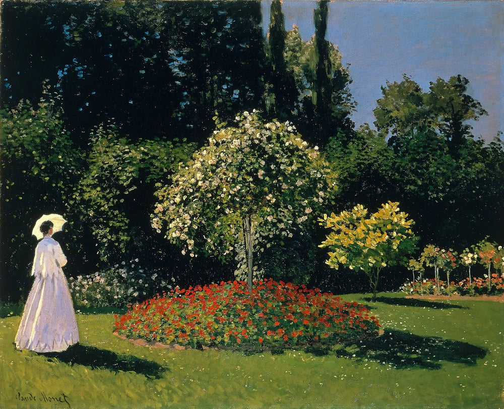 La Dame en blanc au jardin - Claude Monet image 1 copie peinte à la main à l’huile