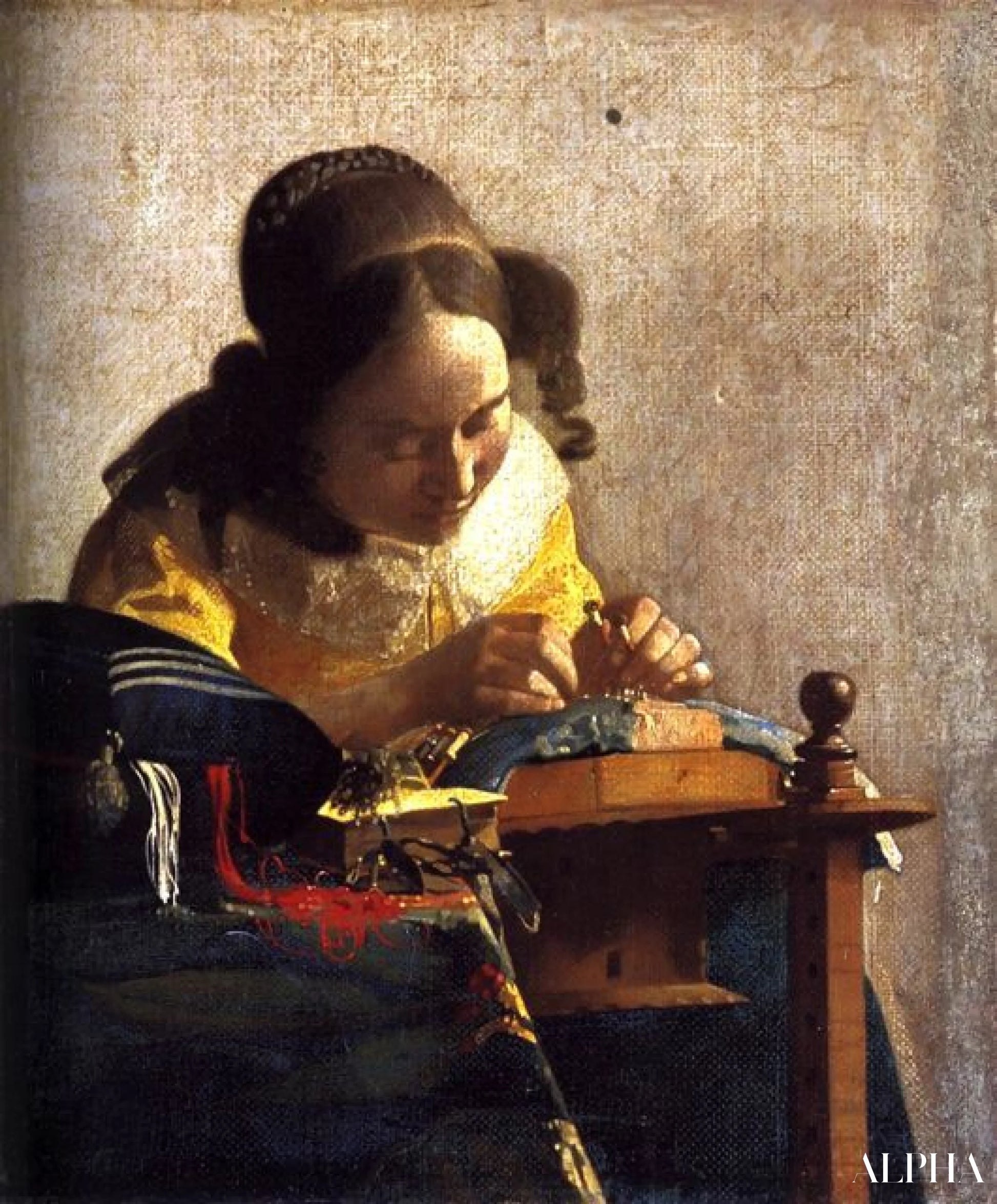 La Dentellière (Vermeer) - Johannes Vermeer - उच्च गुणवत्ता वाली चित्रकला और पेंटिंग की प्रतियां