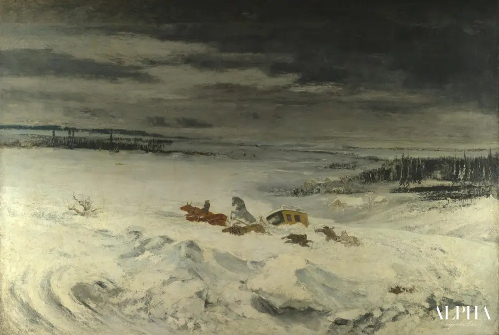 La Diligence dans la neige - Gustave Courbet - Reproductions de tableaux et peintures haut de gamme