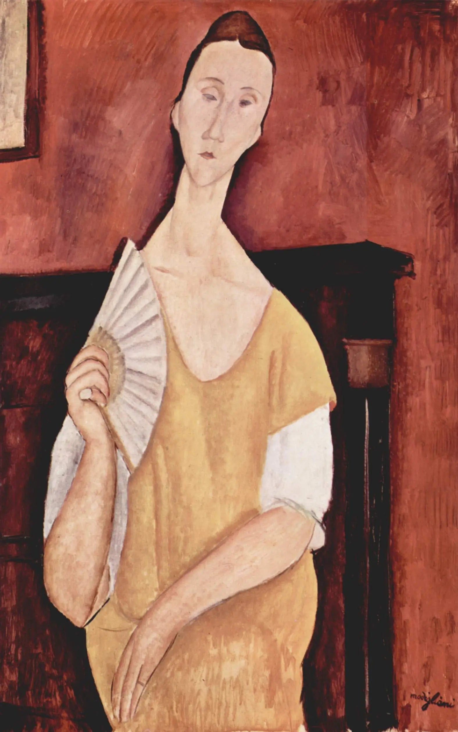 La Femme à l'éventail - Amedeo Modigliani image 1 reproduction de peinture à l’huile