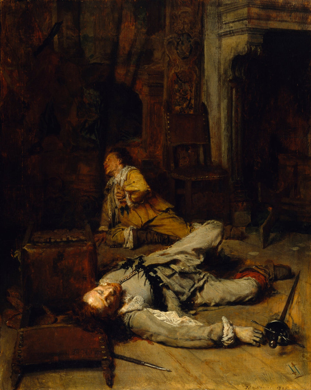 La fin du jeu de cartes - Ernest Meissonier image 1 reproduction artisanale de tableau