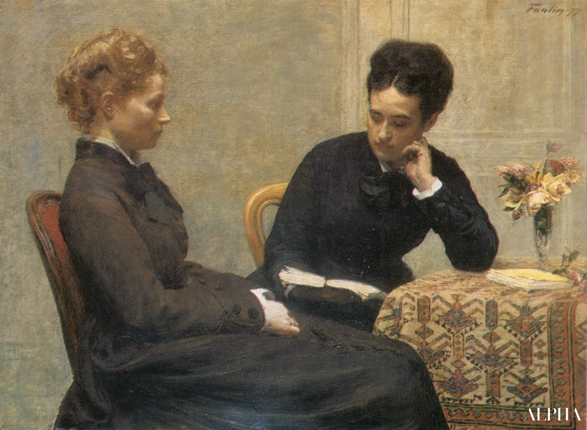 La Lecture, 1877 - Henri Fantin-Latour - Reproductions de tableaux et peintures haut de gamme