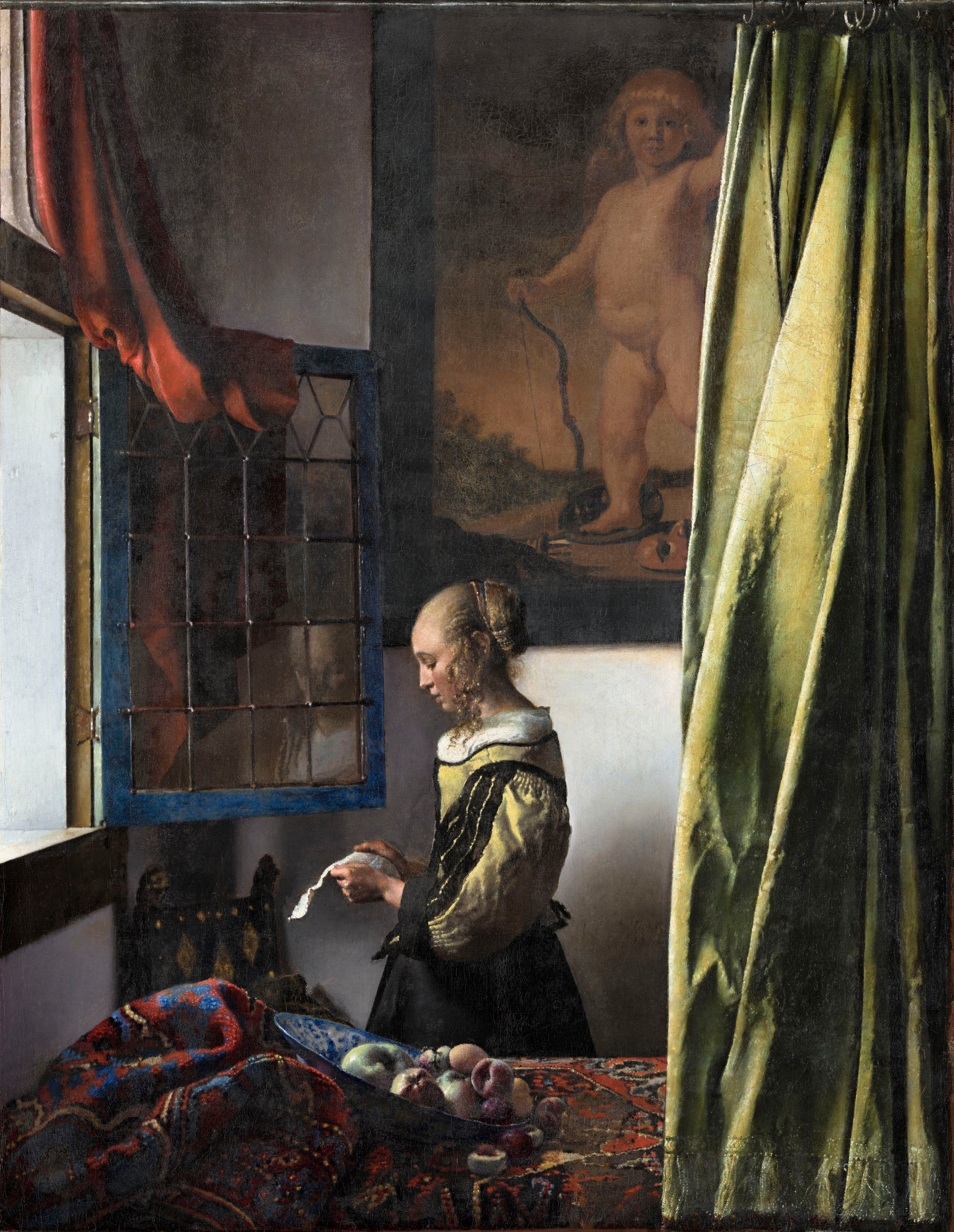 Reproduction du tableau « La Liseuse à la fenêtre - Johannes Vermeer » par Alpha Reproduction en peinture à l’huile