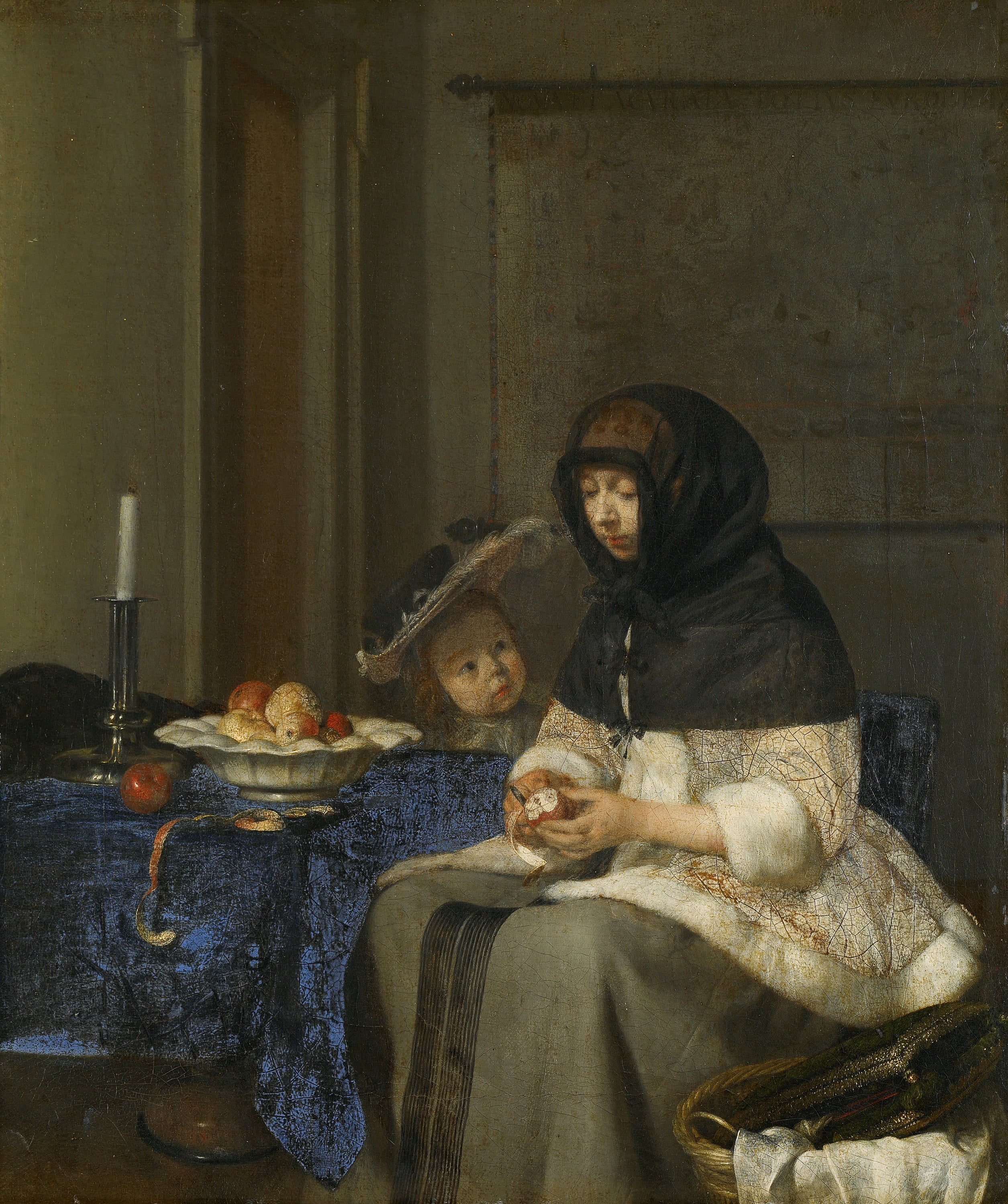 La Peleuse de pommes - Gerard ter Borch image 1 reproduction de peinture à l’huile
