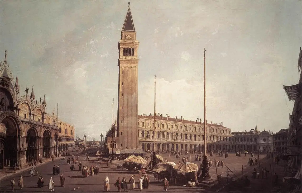 La Place Saint-Marc vers le sud-ouest - Canaletto image 1 reproduction artisanale de tableau