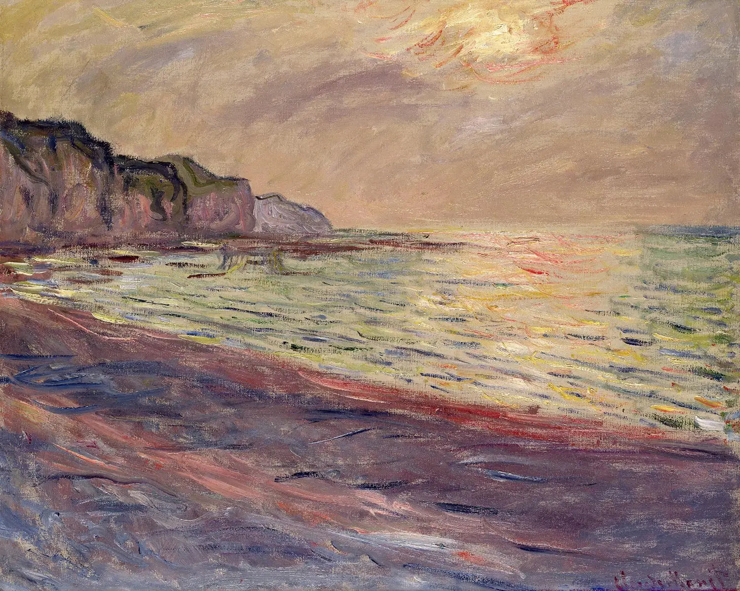 Reproduction du tableau « La plage à Pourville, soleil couchant - Claude Monet » par Alpha Reproduction en peinture à l’huile