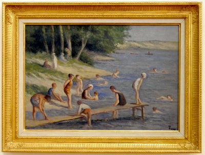 La plage de Méricourt baignade - Maximilien Luce - Alpha Reproduction