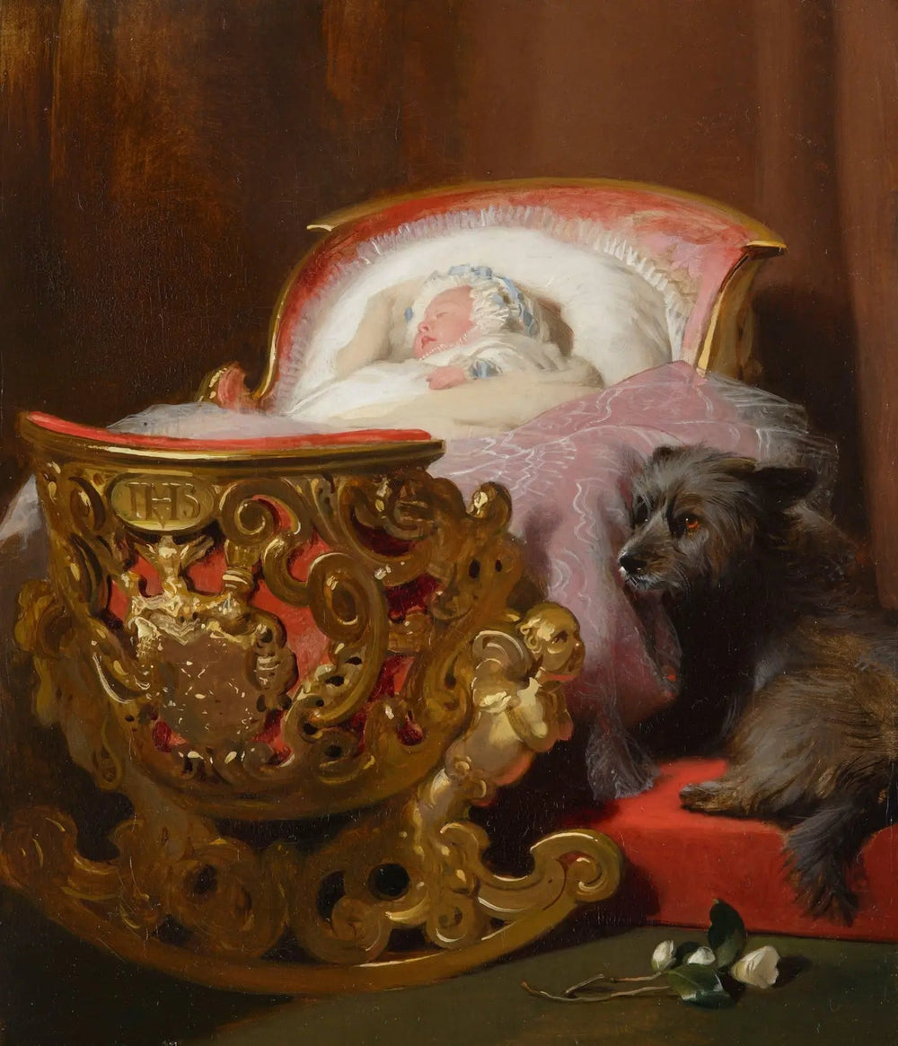 La princesse Alice endormie - Edwin Henry Landseer image 1 copie peinte à la main à l’huile