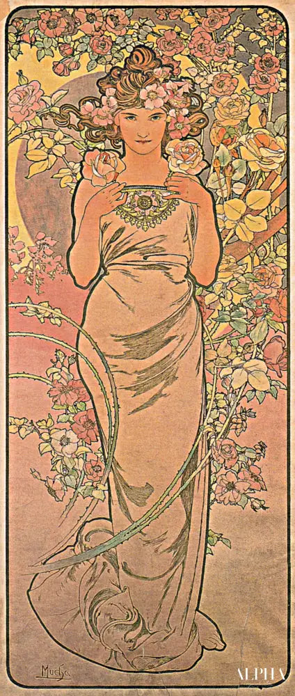 La rose - Mucha - Reproductions de tableaux et peintures haut de gamme