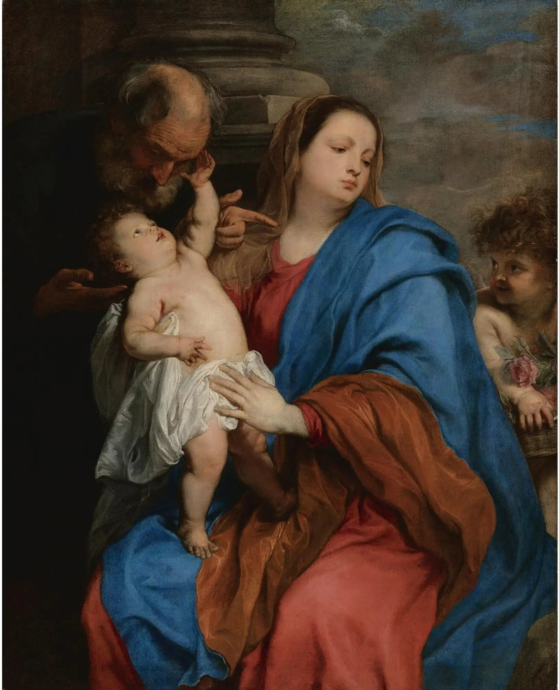 संत परिवार एक देवदूत के साथ - Antoine van Dyck