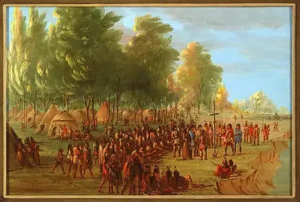 ला सैल, क्रॉस लगाते हुए और जमीन का कब्जा लेते हुए। 25 मार्च 1682 - जॉर्ज कैटलिन