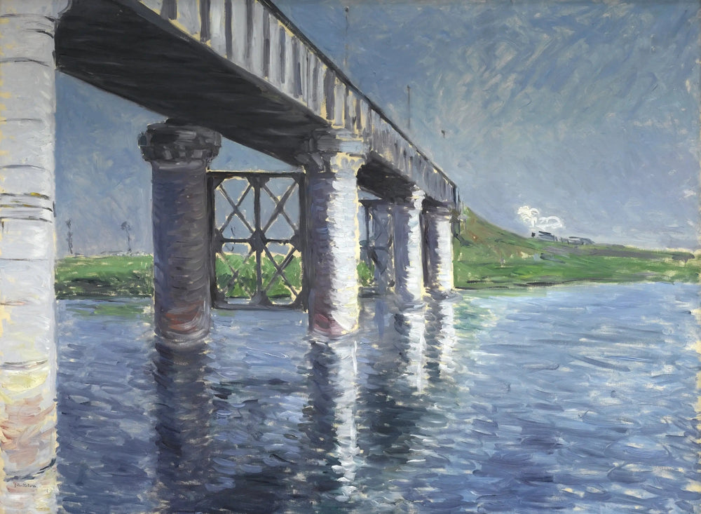 La Seine et le pont du chemin de fer d'Argenteuil - Gustave Caillebotte image 1 copie peinte à la main à l’huile