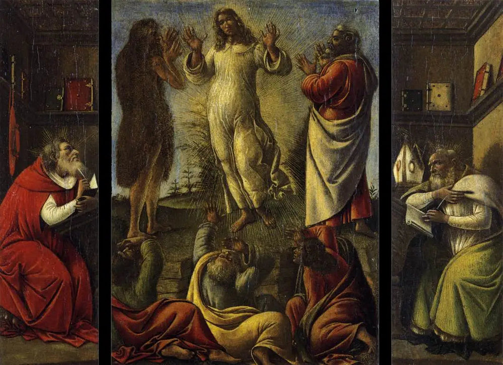 La Transfiguration, saint Jérôme et saint Augustin - Sandro Botticelli image 1 reproduction artisanale de tableau