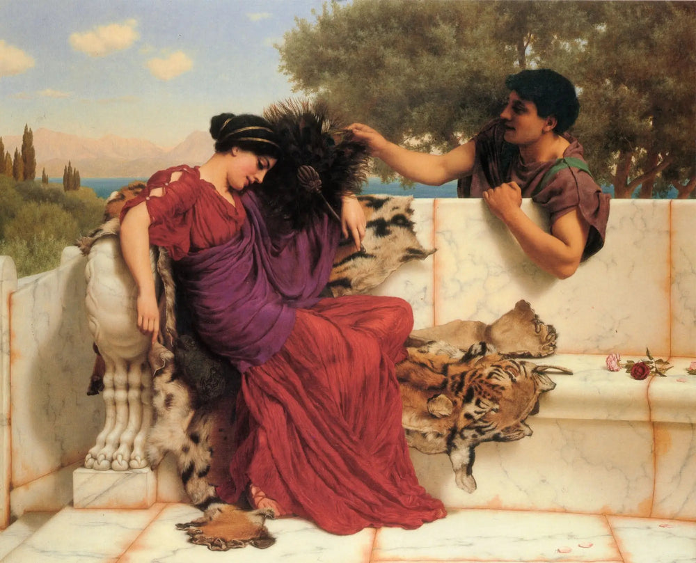 La vieille, vieille histoire - John William Godward image 1 copie peinte à la main à l’huile
