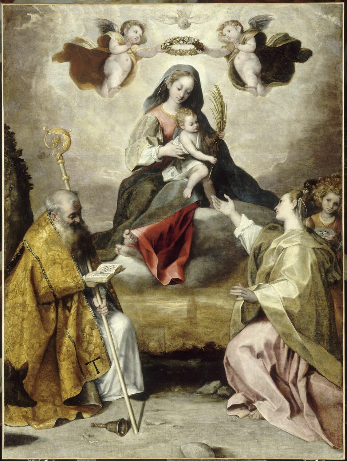 La Vierge à l'Enfant en gloire avec saint Antoine abbé et sainte Lucie - Federico Barroci image 1 copie de tableau peinte à la main
