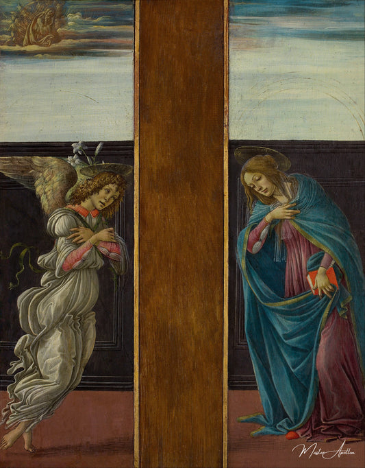 La Vierge Annoncée et l'Archange Gabriel - Sandro Botticelli - Reproductions de tableaux et peintures haut de gamme