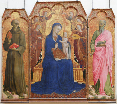 La Vierge et l’Enfant entourés d’anges Saint Antoine de Padoue et Saint Jean l’Évangéliste - Stefano di Giovanni