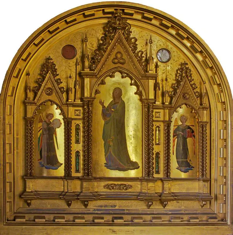 वर्जिन मैरी, संगीत बजाते देवदूतों के साथ - फ्रा एंजेलिको