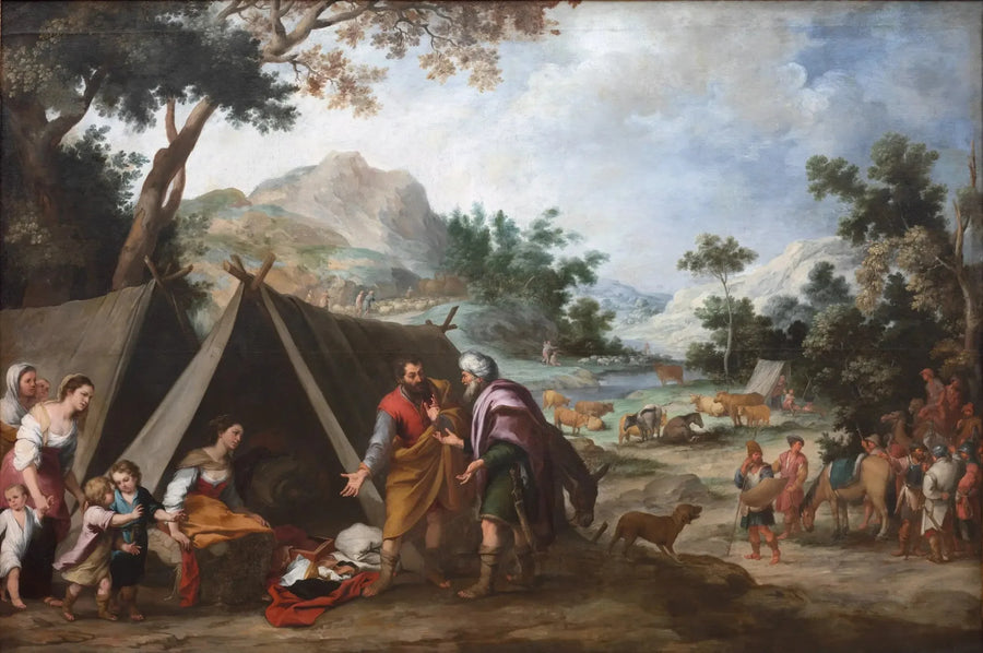 लाबान अपने चोरी किए गए घरेलू देवताओं की खोज में - बारटोलोमे़ Esteban Murillo