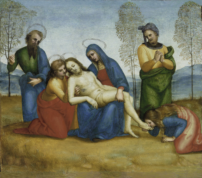 मृत ईसा मसीह पर विलाप, कोलोना वेपरपीस की प्रीडेला, लगभग 1503-1505 - Raphaël