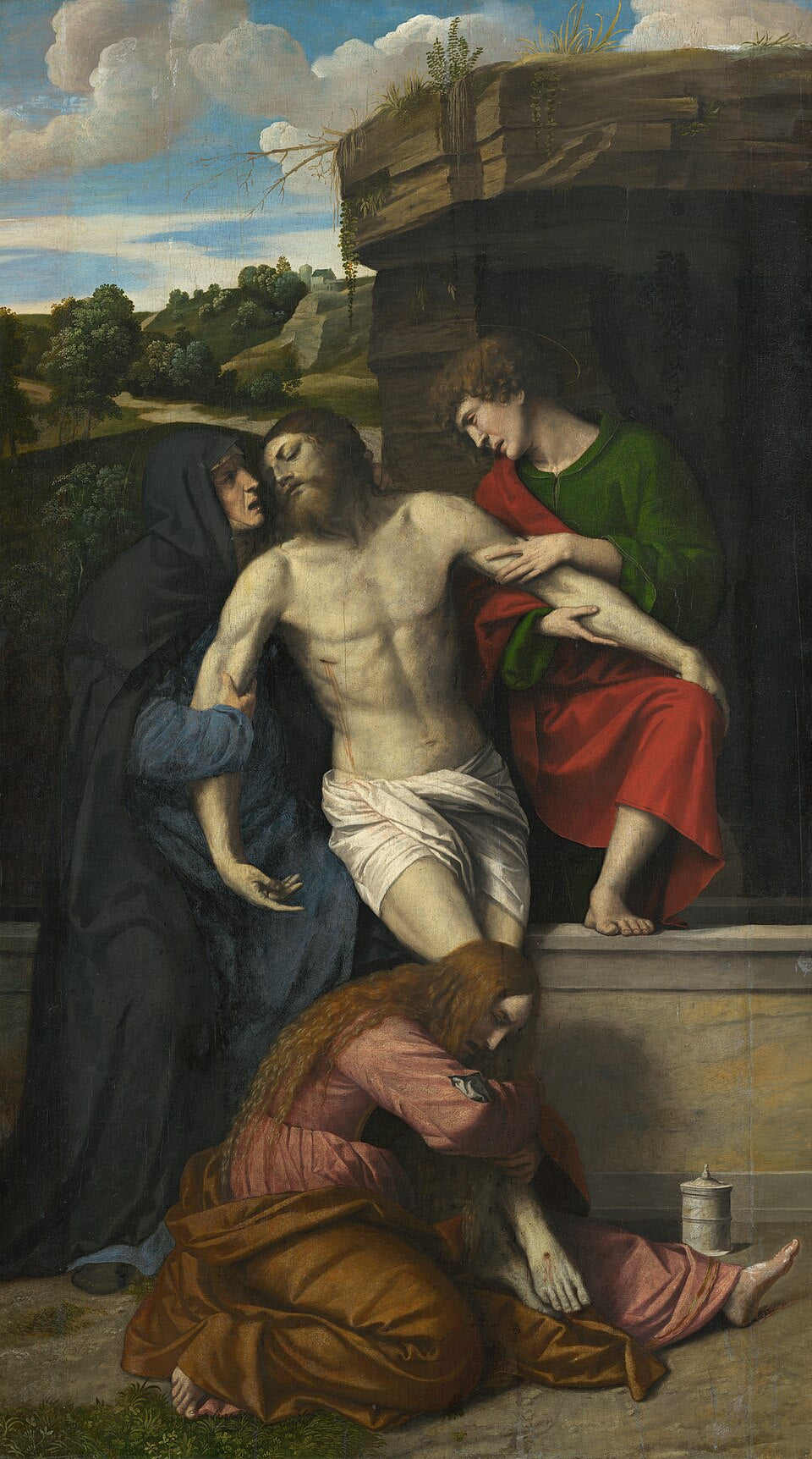 Lamentation sur le Christ mort - Alessandro Bonvicino image 1 reproduction d’œuvre d’art à l’huile