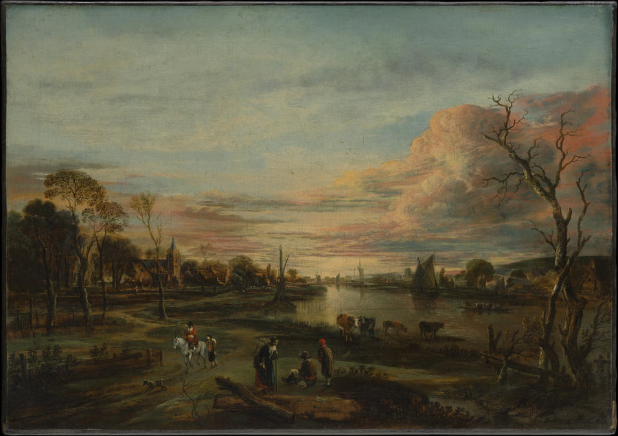 Landscape at Sunset - Aert van der Neer