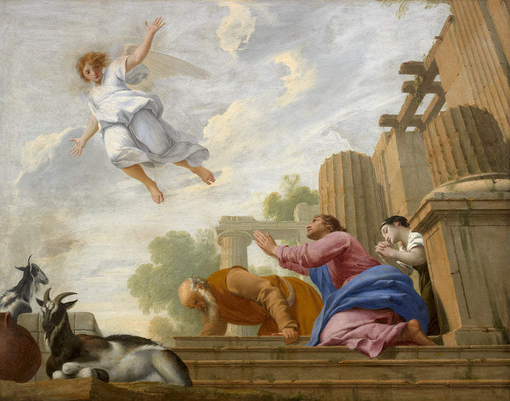 L’Ange Raphaël révèle sa véritable nature à Tobie et à sa famille et s’élève au ciel - Eustache Le Sueur - Alpha