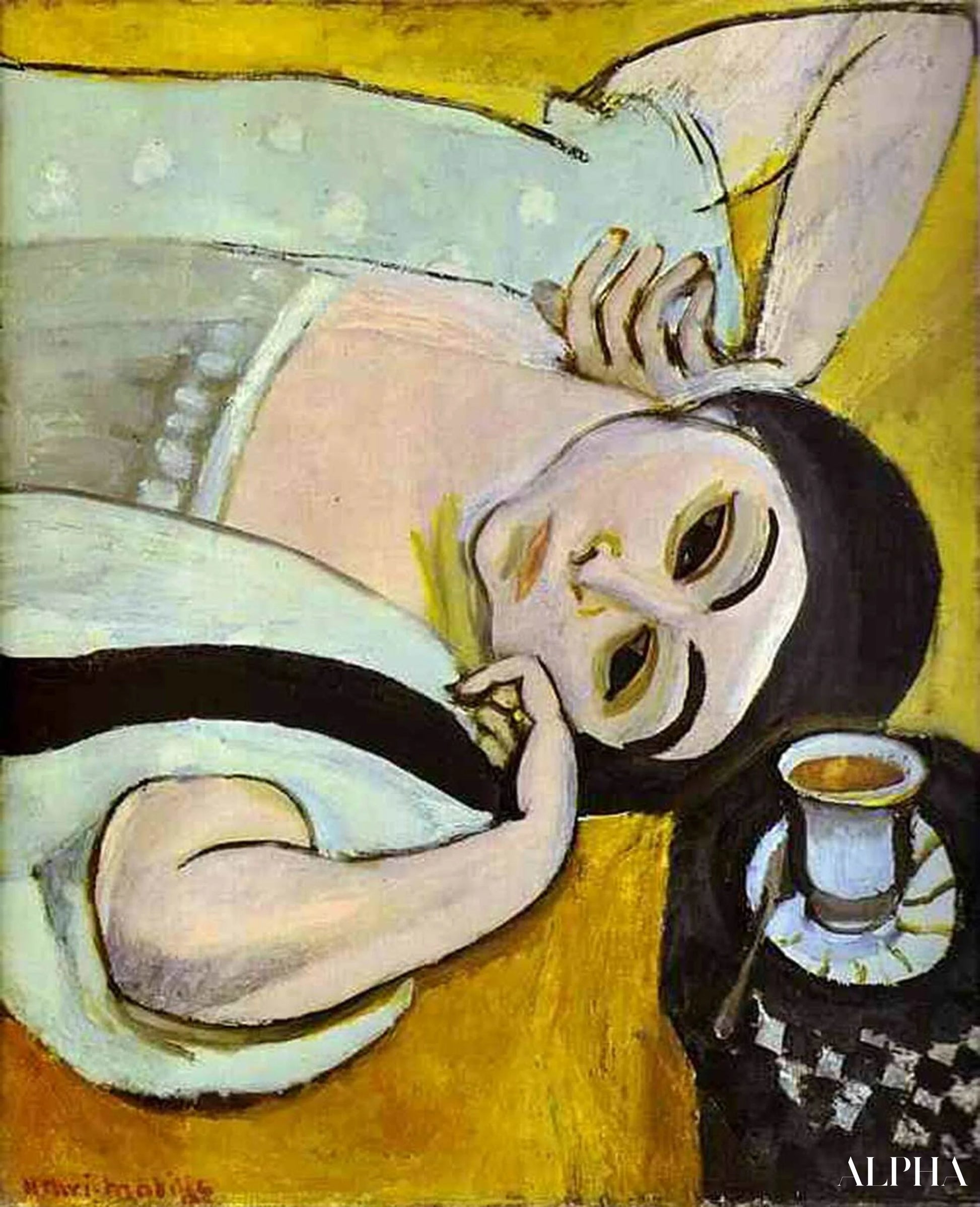 Laurette couchée avec une tasse de café - Matisse - Reproductions de tableaux et peintures haut de gamme