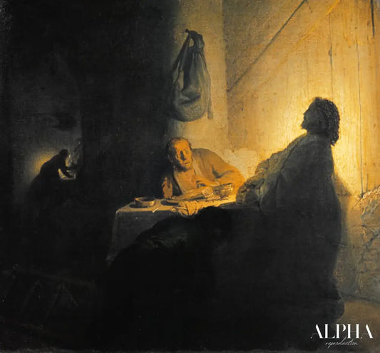 Le Christ ressuscité aux côtés de Emmaüs - Rembrandt van Rijn - Reproductions de tableaux et peintures haut de gamme