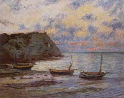 Reproduction du tableau « Le coucher du soleil à Etretat - Claude Monet » par Alpha Reproduction en peinture à l’huile
