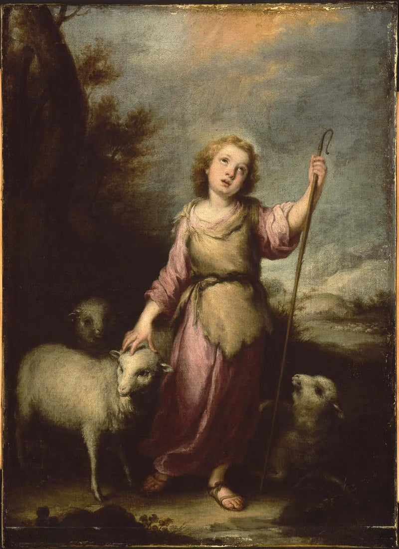 युवा मसीह अच्छे चरवाहे में - बारटोलोमे़ Esteban Murillo