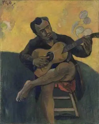Reproduction du tableau « Le Joueur de Guitare, Portrait de Francisco Durrio - Paul Gauguin » par Alpha Reproduction en peinture à l’huile