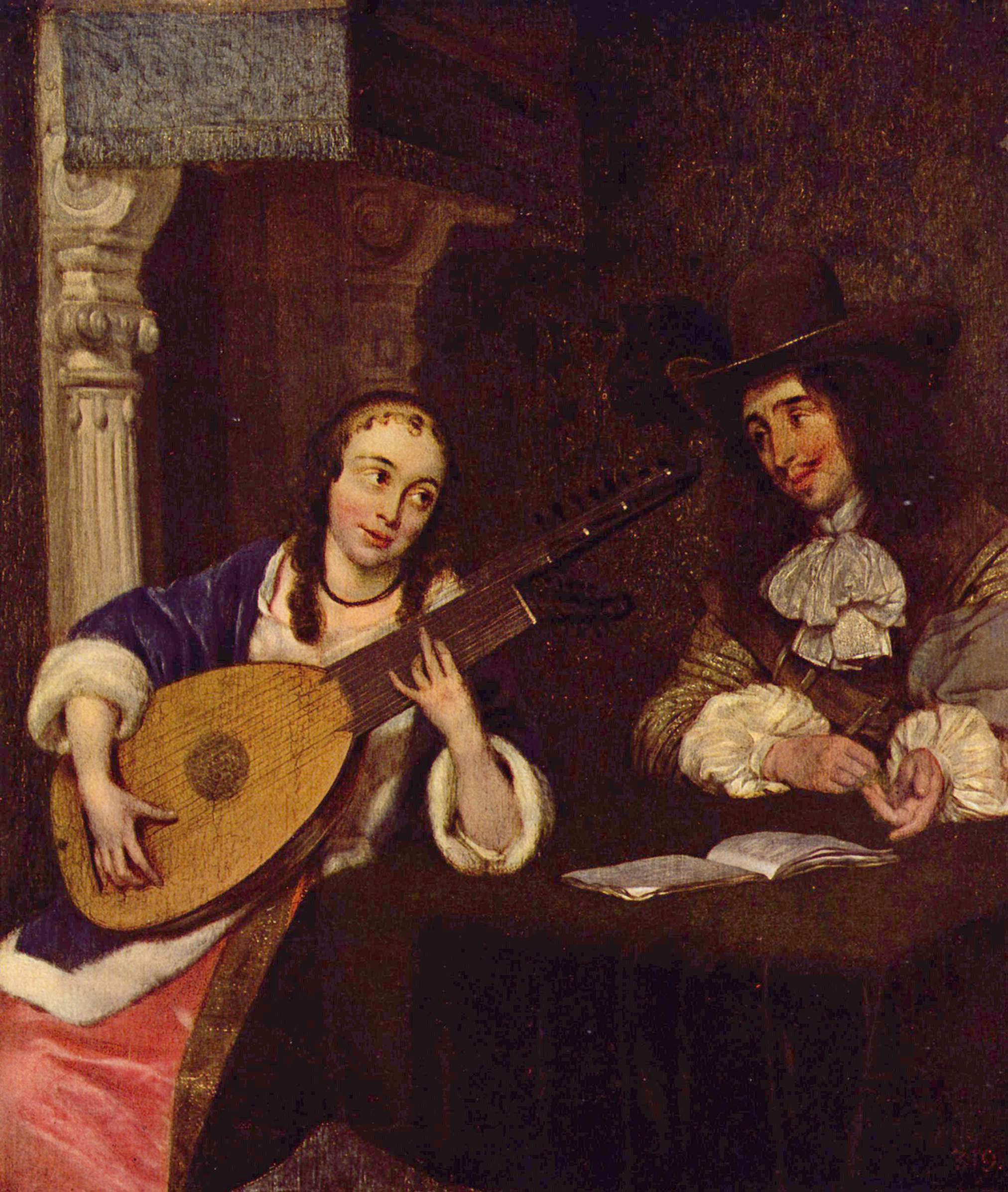 Le joueur de luth - Gerard ter Borch image 1 reproduction de peinture à l’huile