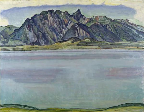Le lac de Thoune et les montagnes du Stockhorn - Ferdinand Hodler image 1 copie peinte à la main à l’huile