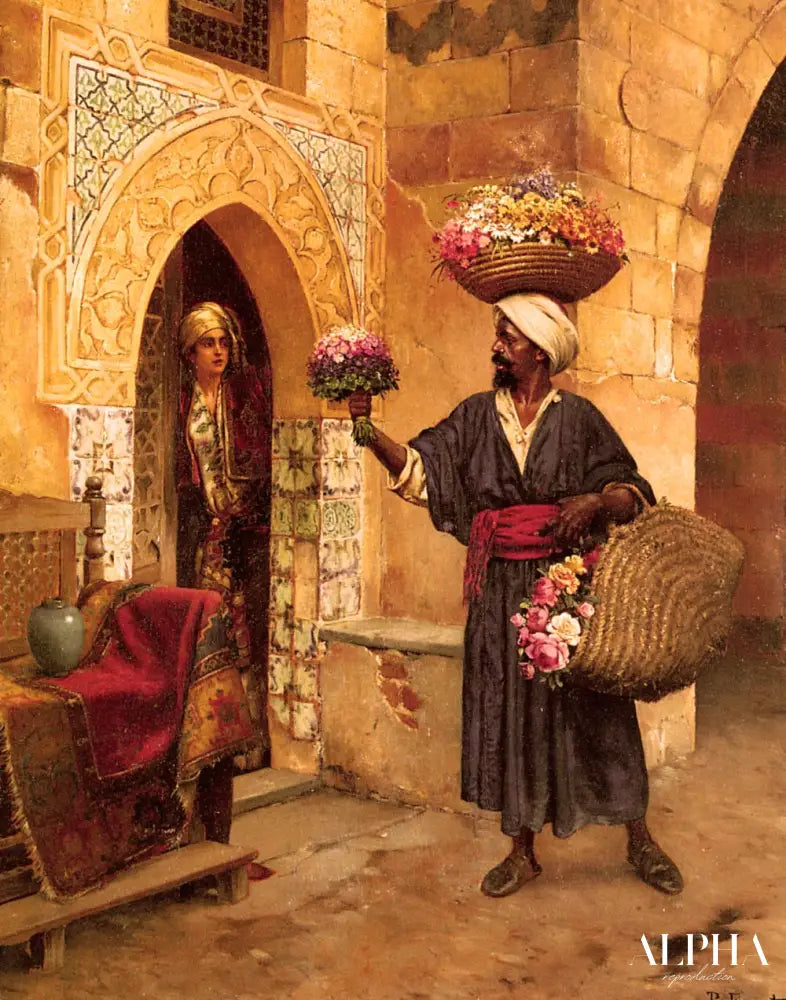 Le Marchand De Fleurs - Rudolf Ernst - Reproductions de tableaux et peintures haut de gamme