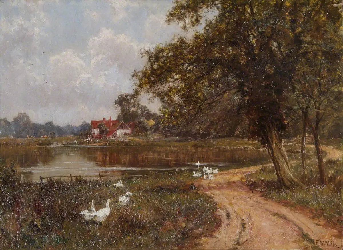 Le Mole à Brockham, Surrey - Edward Wilkins Waite image 1 reproduction de peinture à l’huile