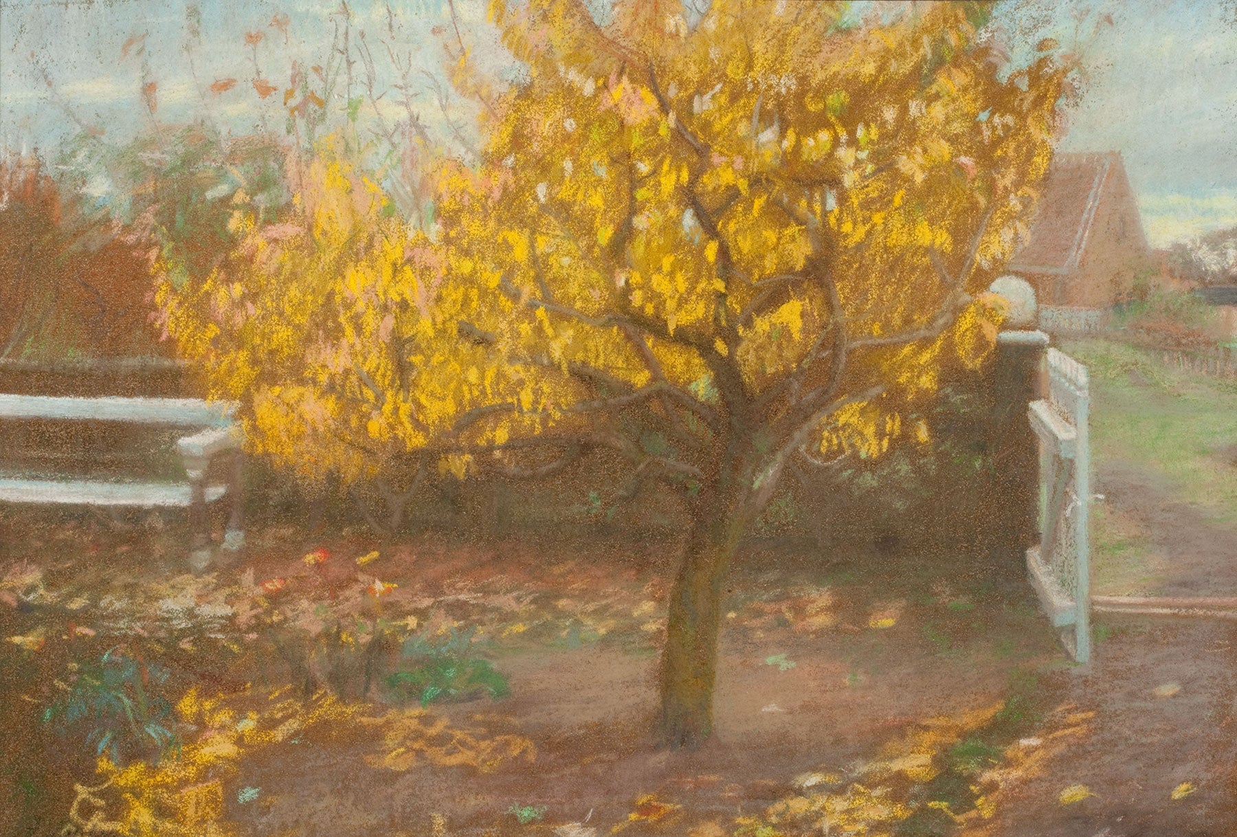 Le poirier du jardin de devant d'Ancher, en automne. - Anna Ancher image 1 copie de tableau peinte à la main