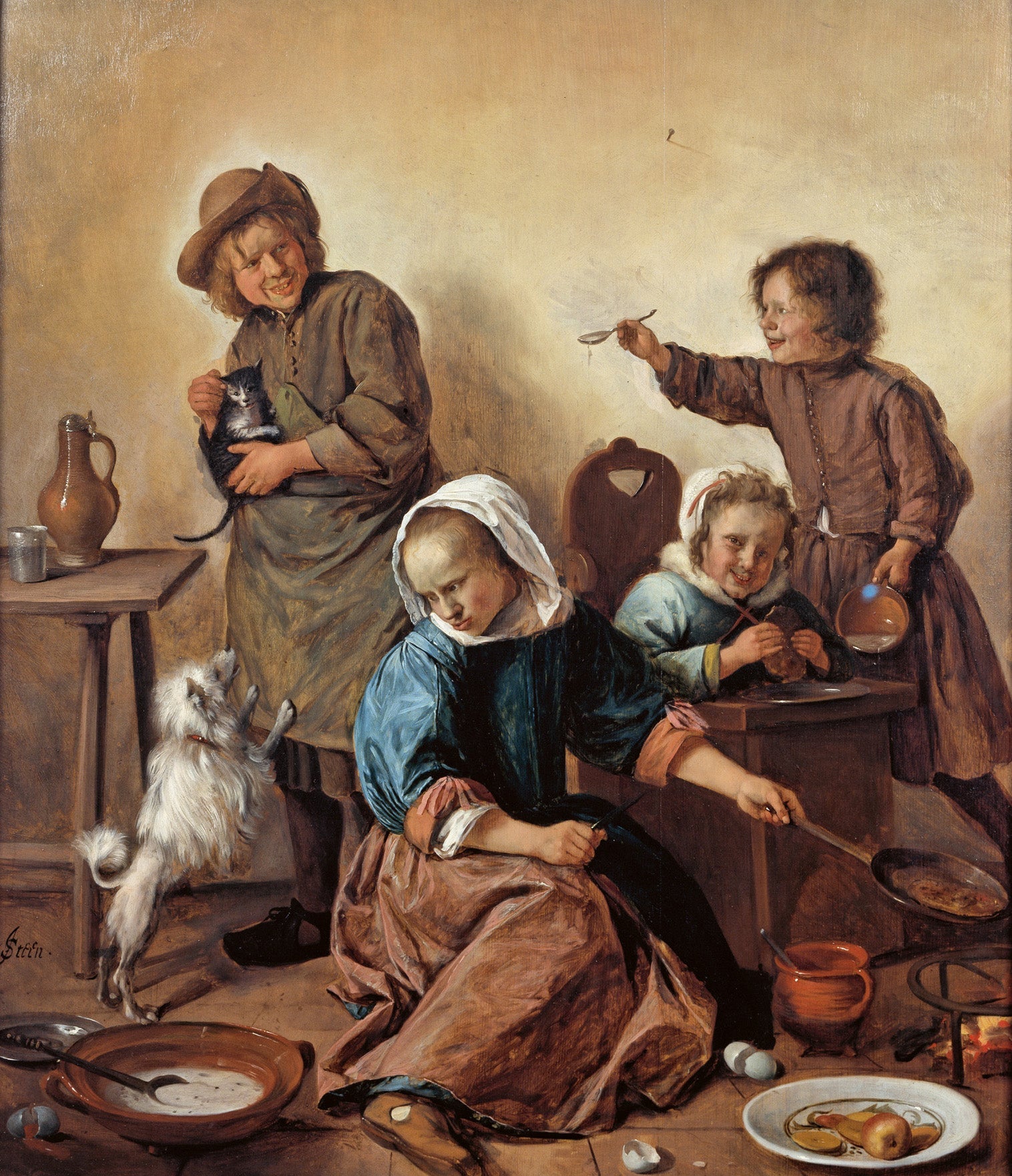 Le repas des enfants - Jan Steen image 1 reproduction artisanale de tableau